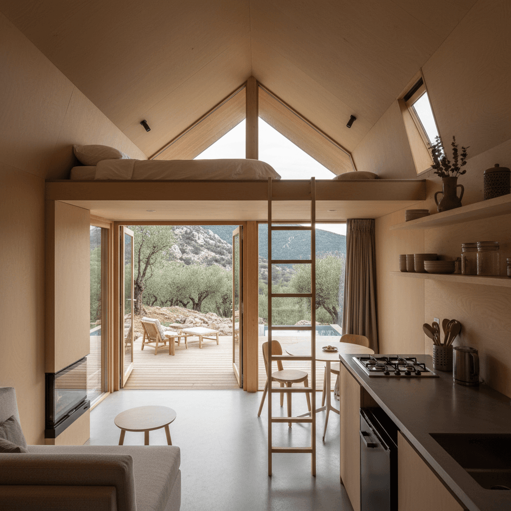 Minimalist mountain Tiny House - Interior view