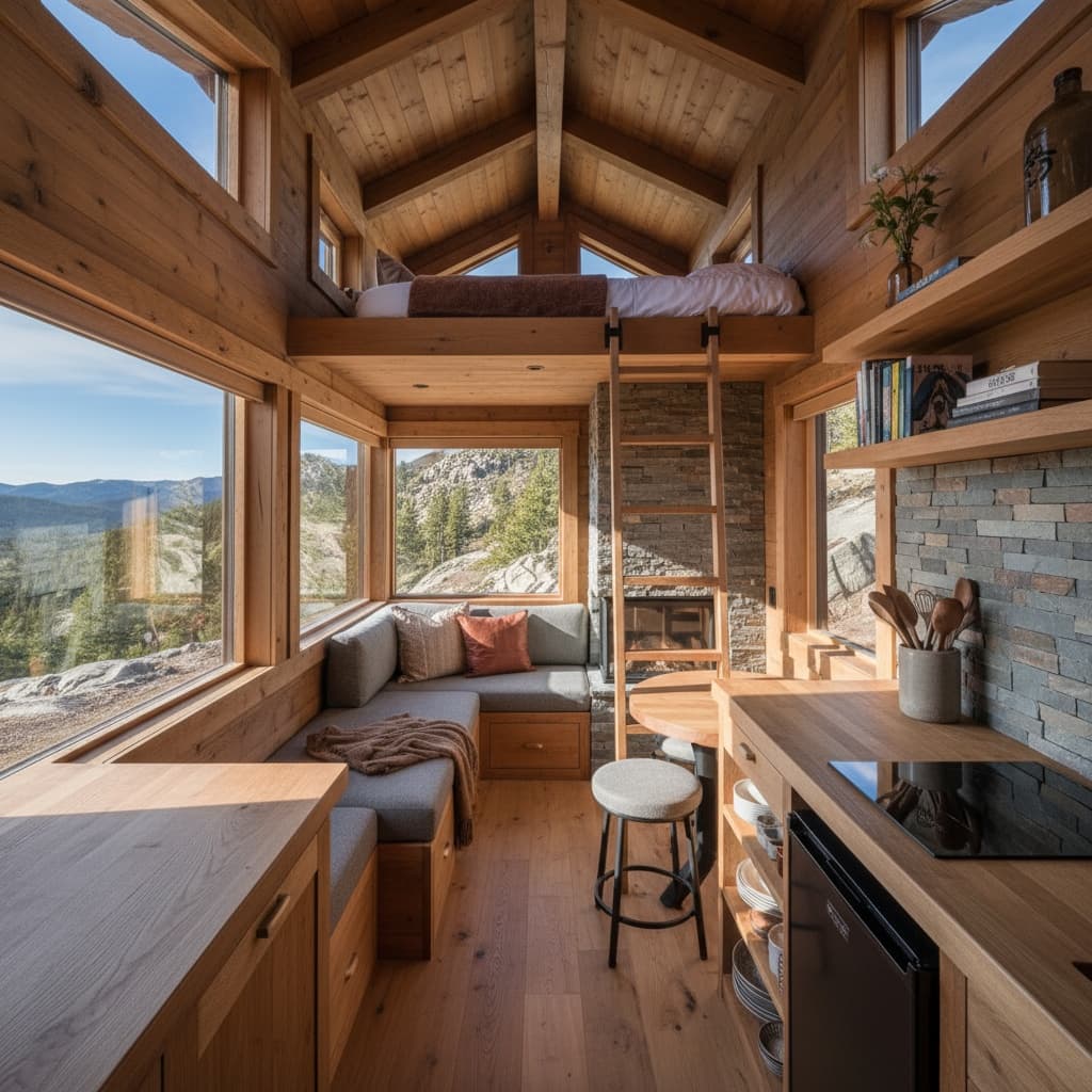 Rustic mountain Tiny House - Interior view