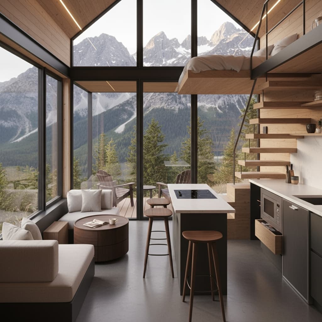 Modern mountain Tiny House - Interior view