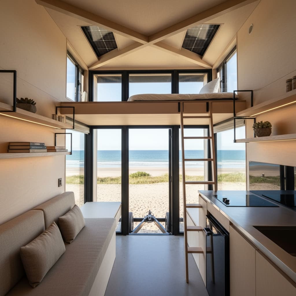 Modern Beach Tiny House - Interior view