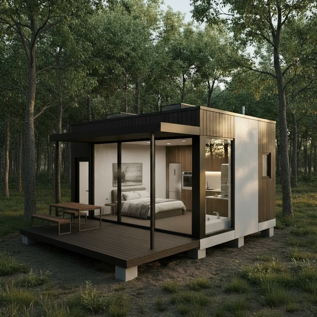 Modern Forest Tiny House - Move Long Table - Outdoor Jacuzzi Next