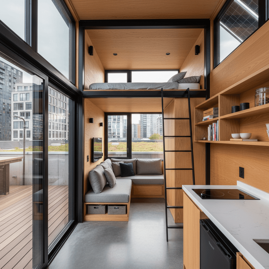 Modern Urban Tiny House - Interior view
