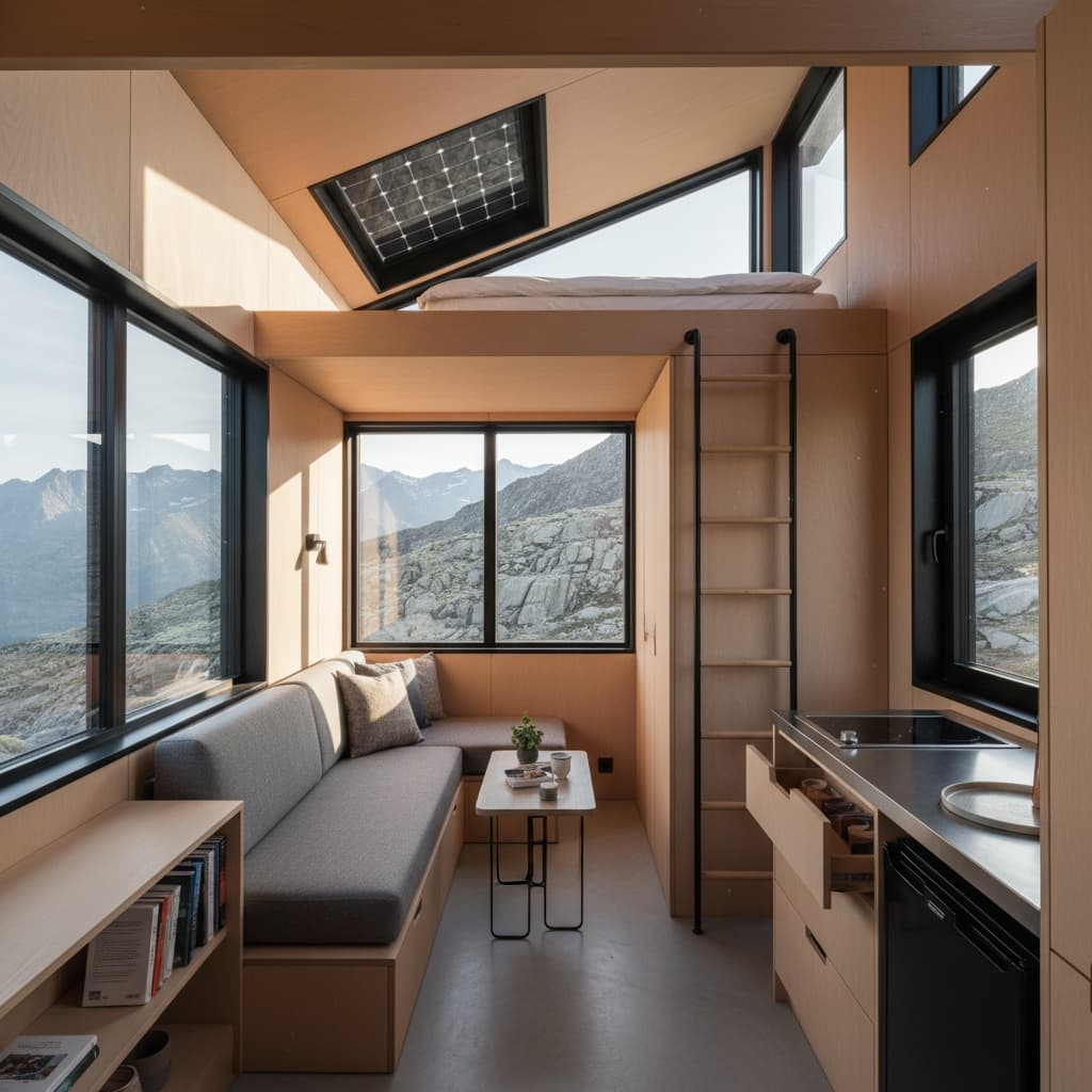 Modern mountain Tiny House - Interior view