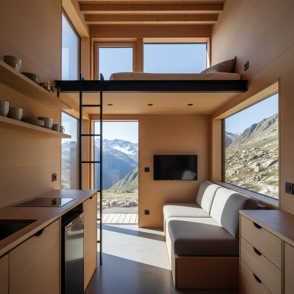 Modern mountain Tiny House - Interior view