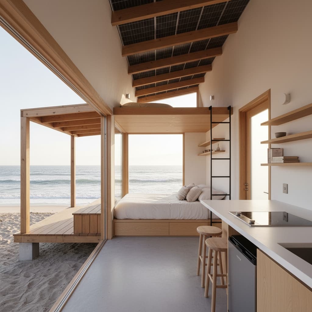 Minimalist Beach Tiny House - Interior view