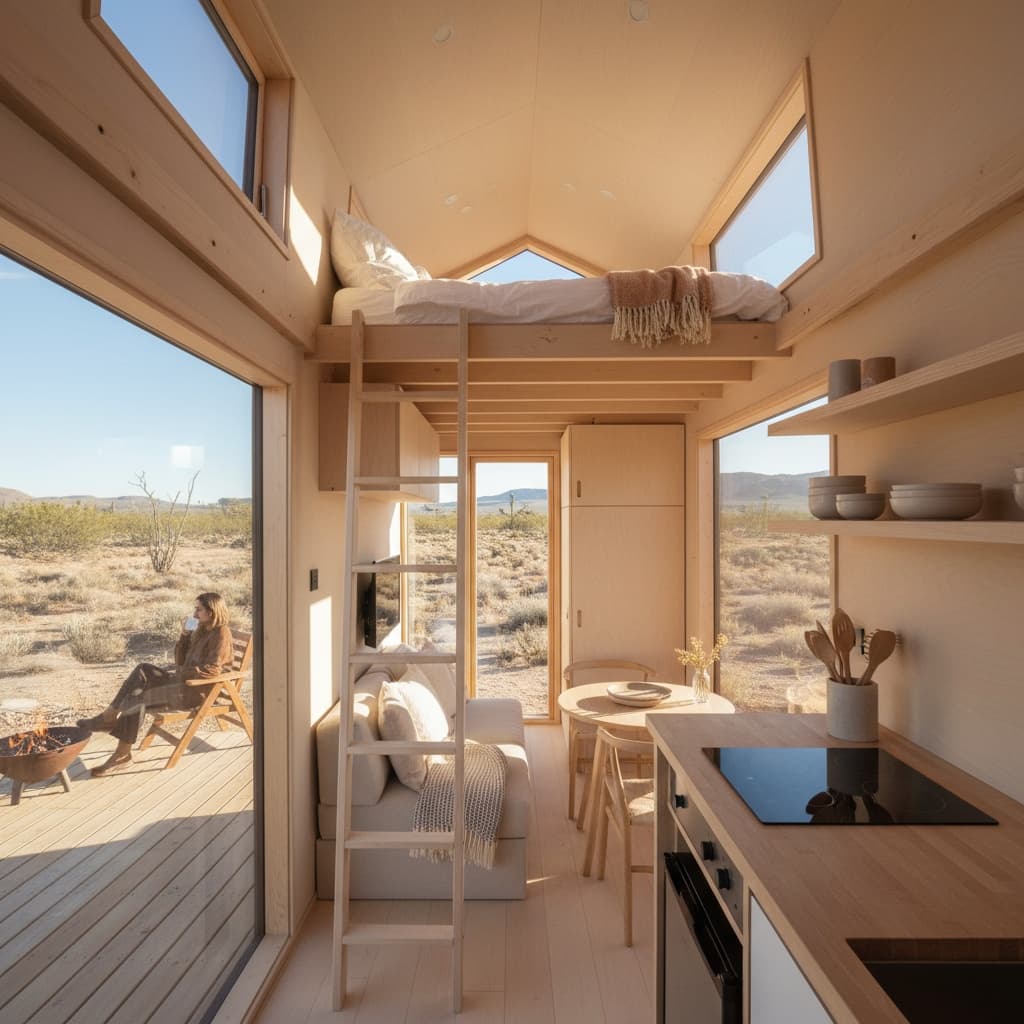 scandinavian Desert Tiny House - Interior view