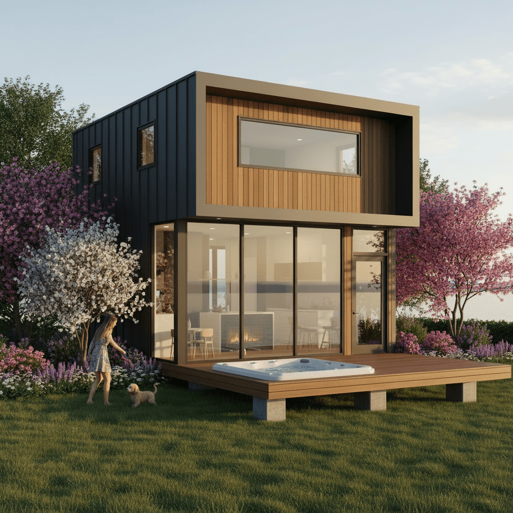 Modern lakeside Tiny House - House Water House - Exterior view