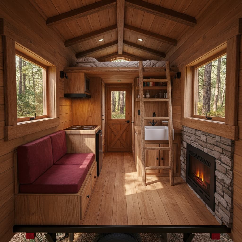 Rustic Forest Tiny House - Interior view