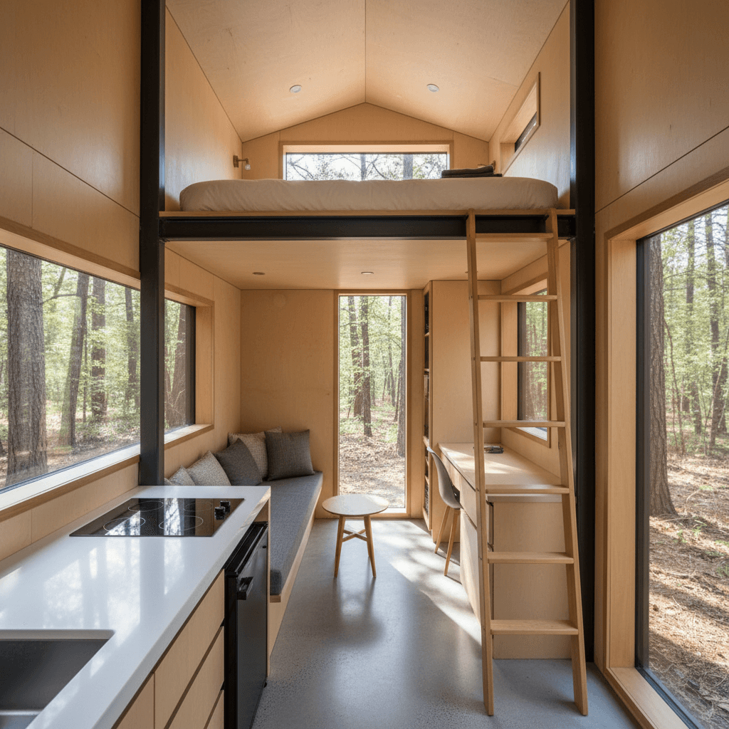 Modern Forest Tiny House - Interior view