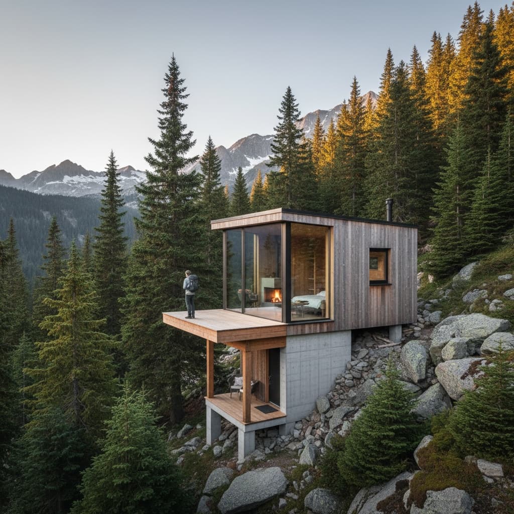 Minimalist mountain Tiny House - Exterior view