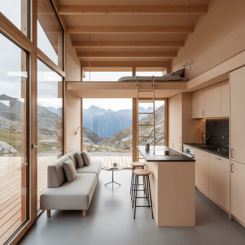 Modern mountain Tiny House - Interior view