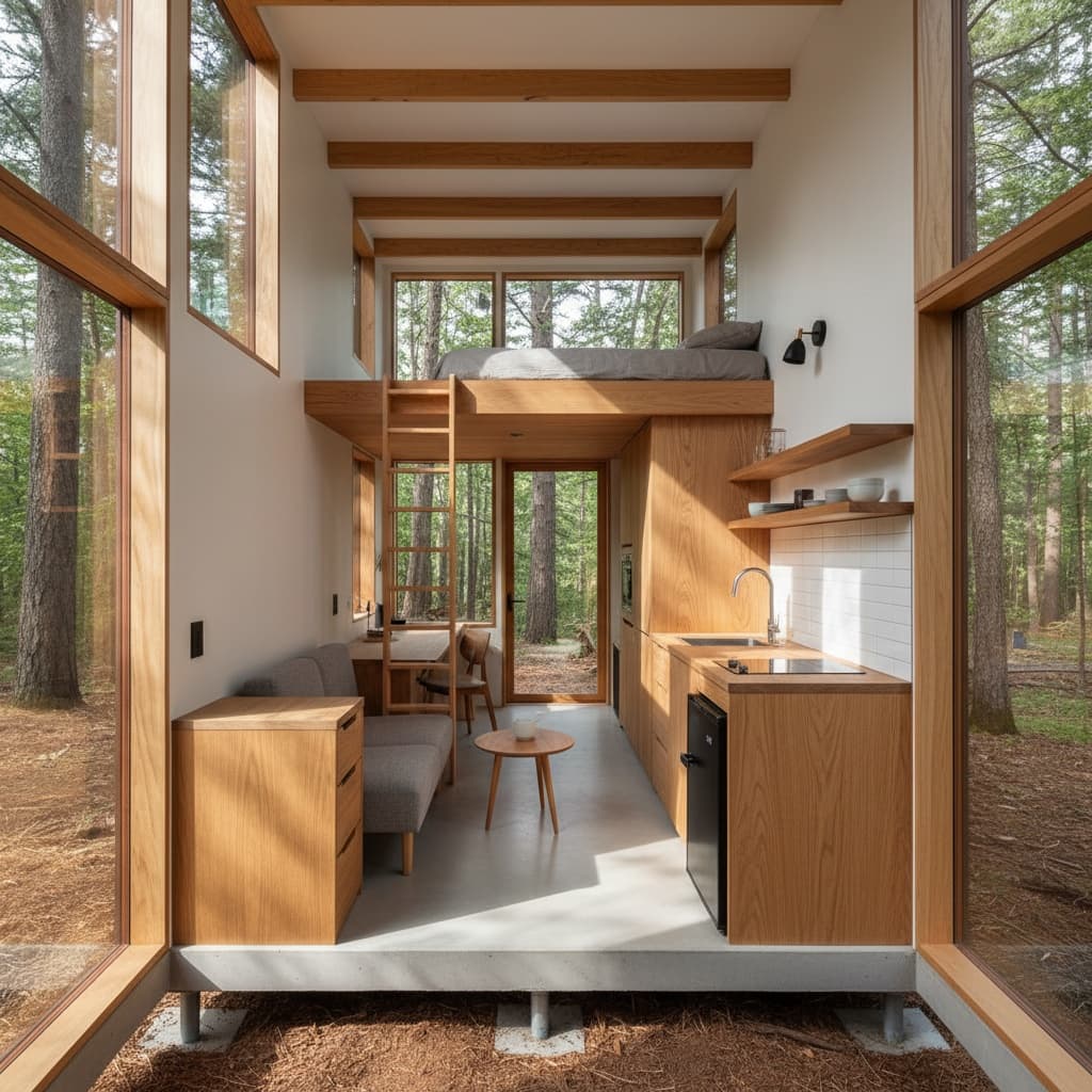 Modern Forest Tiny House - Interior view