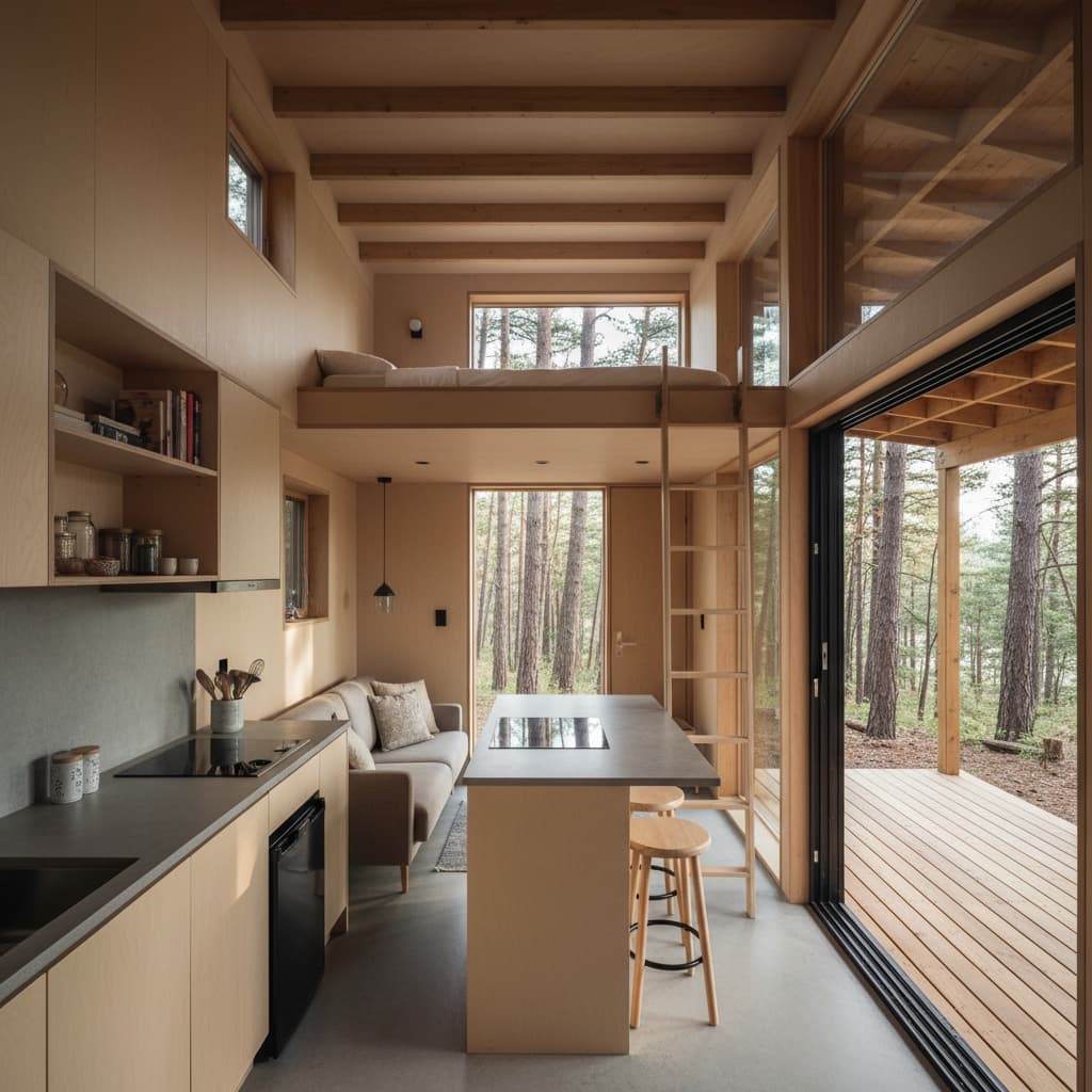 Modern Forest Tiny House - Interior view