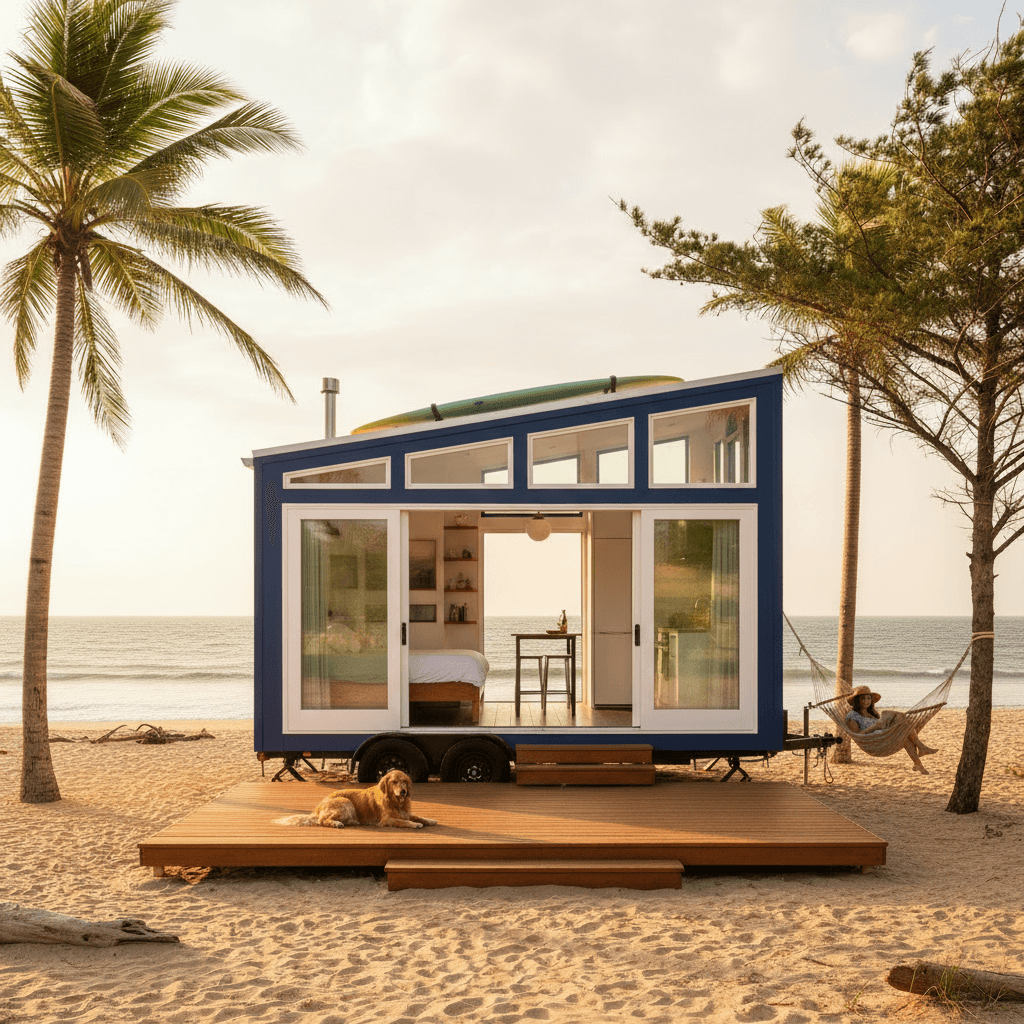 Modern Beach Tiny House - House Blue Door - Exterior view