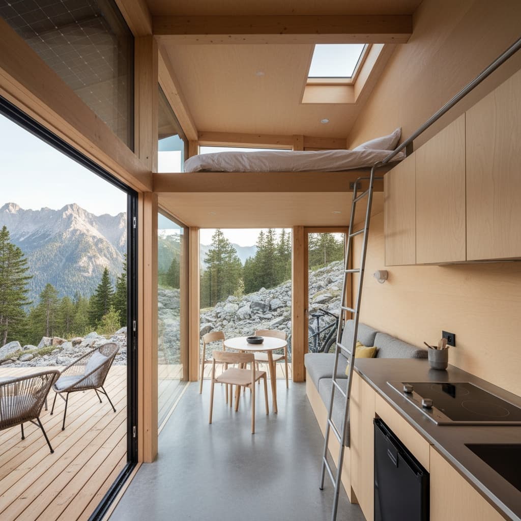 Modern mountain Tiny House - Interior view