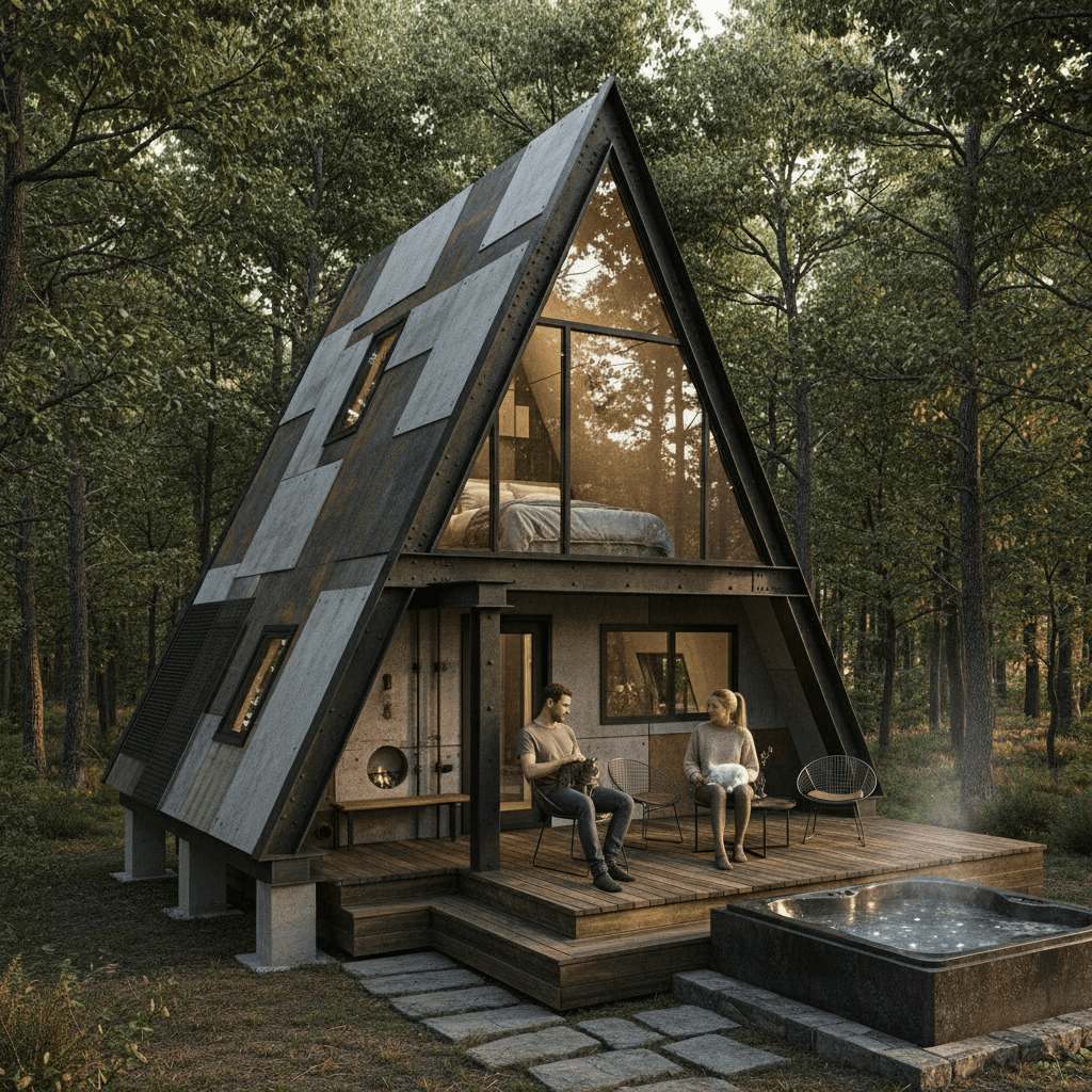 industrial Forest Tiny House - Toilet Shower Next - Everything Want Kind - Shower Cher - Glass Shower Living - Kitchen Nice Sofa - Woman Shit Outdoor
