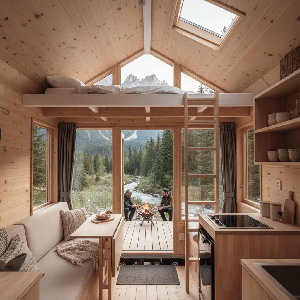 scandinavian mountain Tiny House - Interior view