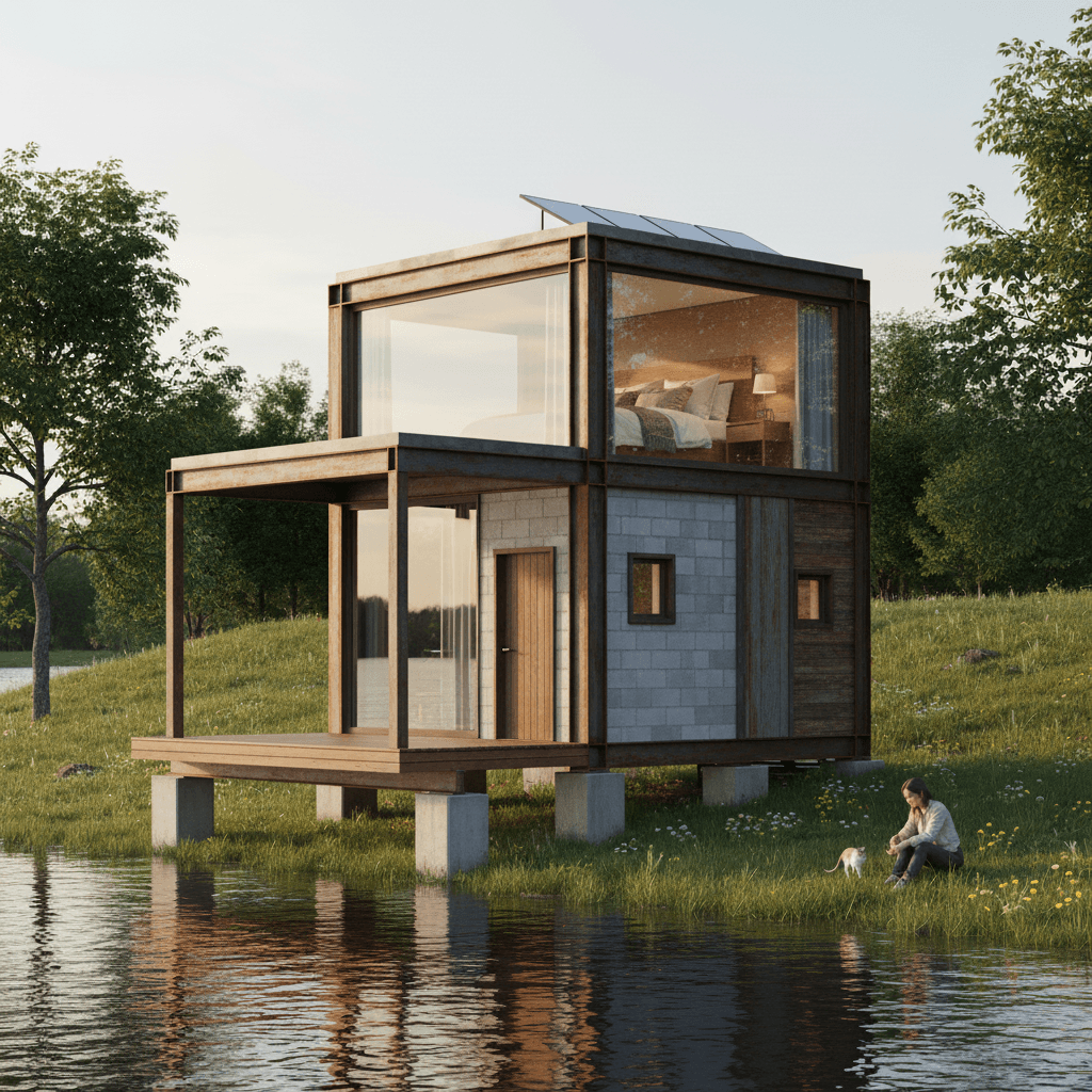 industrial lakeside Tiny House - Loft Have Open