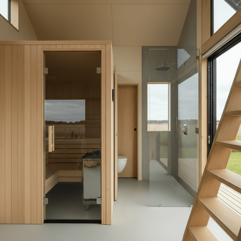 Modern rural Tiny House - Stairs Wooden Stairs - Give Design Nice - Give Design Nice - Show Other Side - Interior view