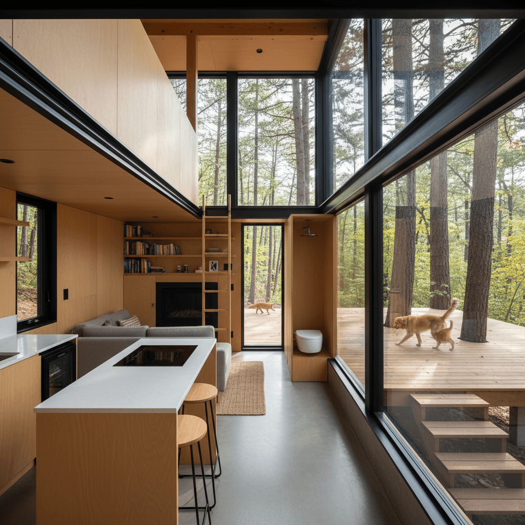 Modern Forest Tiny House - Interior view