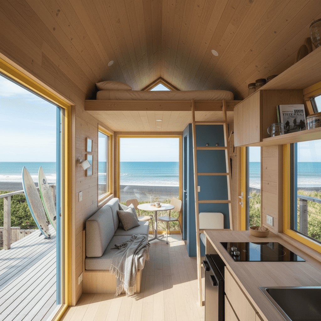 scandinavian Beach Tiny House - Show Room Whole - Interior view