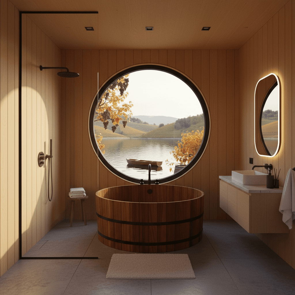 Modern lakeside Tiny House - House Water House - Show Other Side - Interior view