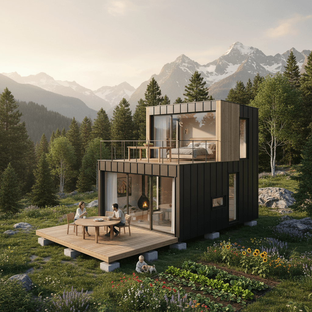 Modern mountain Tiny House - Show Living Room - Exterior view