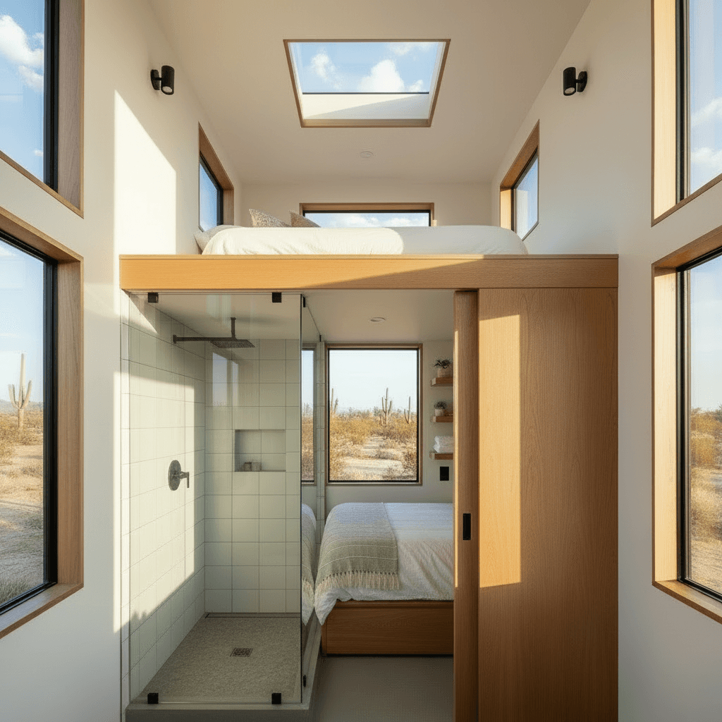 Modern Desert Tiny House - Show Other Side - There Loft Just - Loft Loft - Interior view
