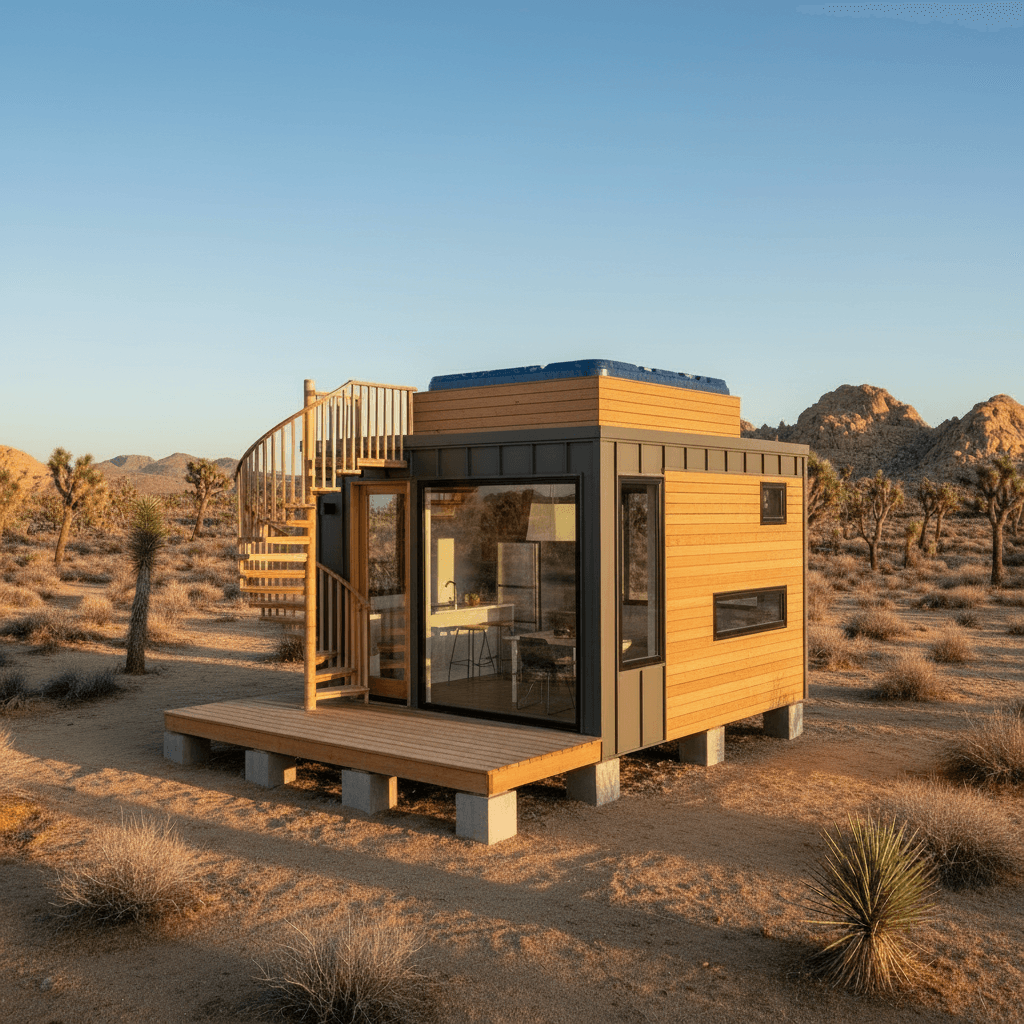 Modern Desert Tiny House - Show Other Side - There Loft Just - Loft Loft - Container Come Together - Give Nice Fancy - Exterior view
