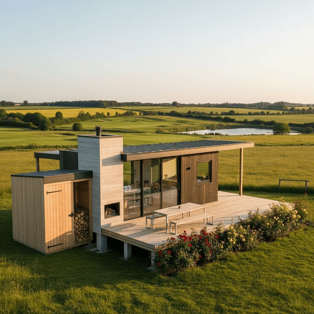 Modern rural Tiny House - Living Room Have - Show Other Side - Build Nice Storage