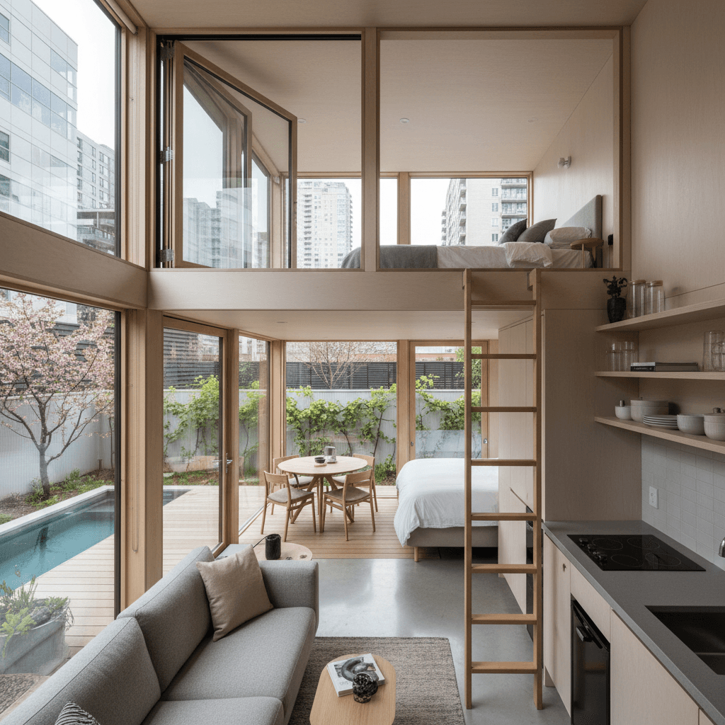 Modern Urban Tiny House - Interior view