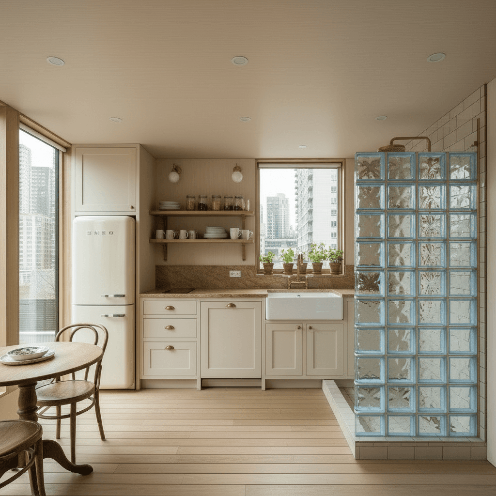 Modern Urban Tiny House - Wooden Stairs Built - Show Nice Bedroom - Show Other Side - Shower Door Crystal - Interior view