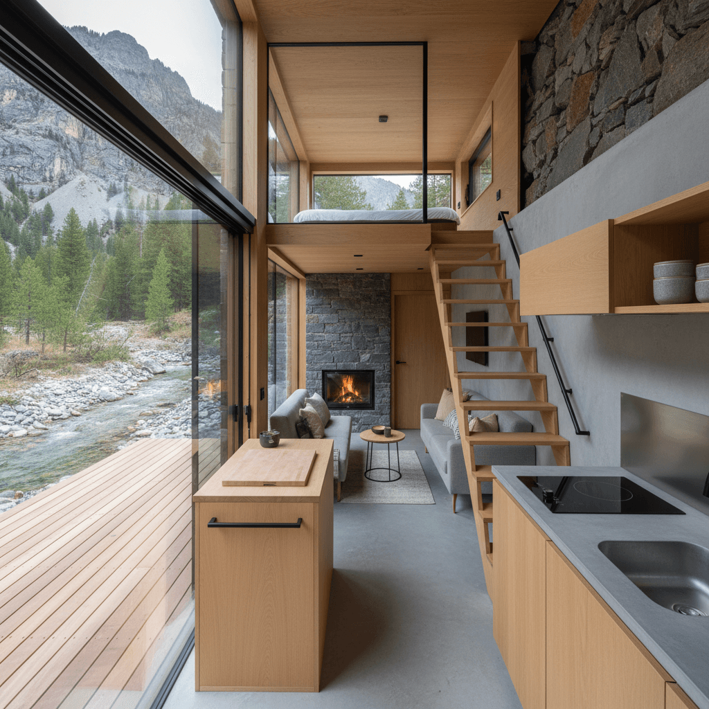 Modern mountain Tiny House - Interior view