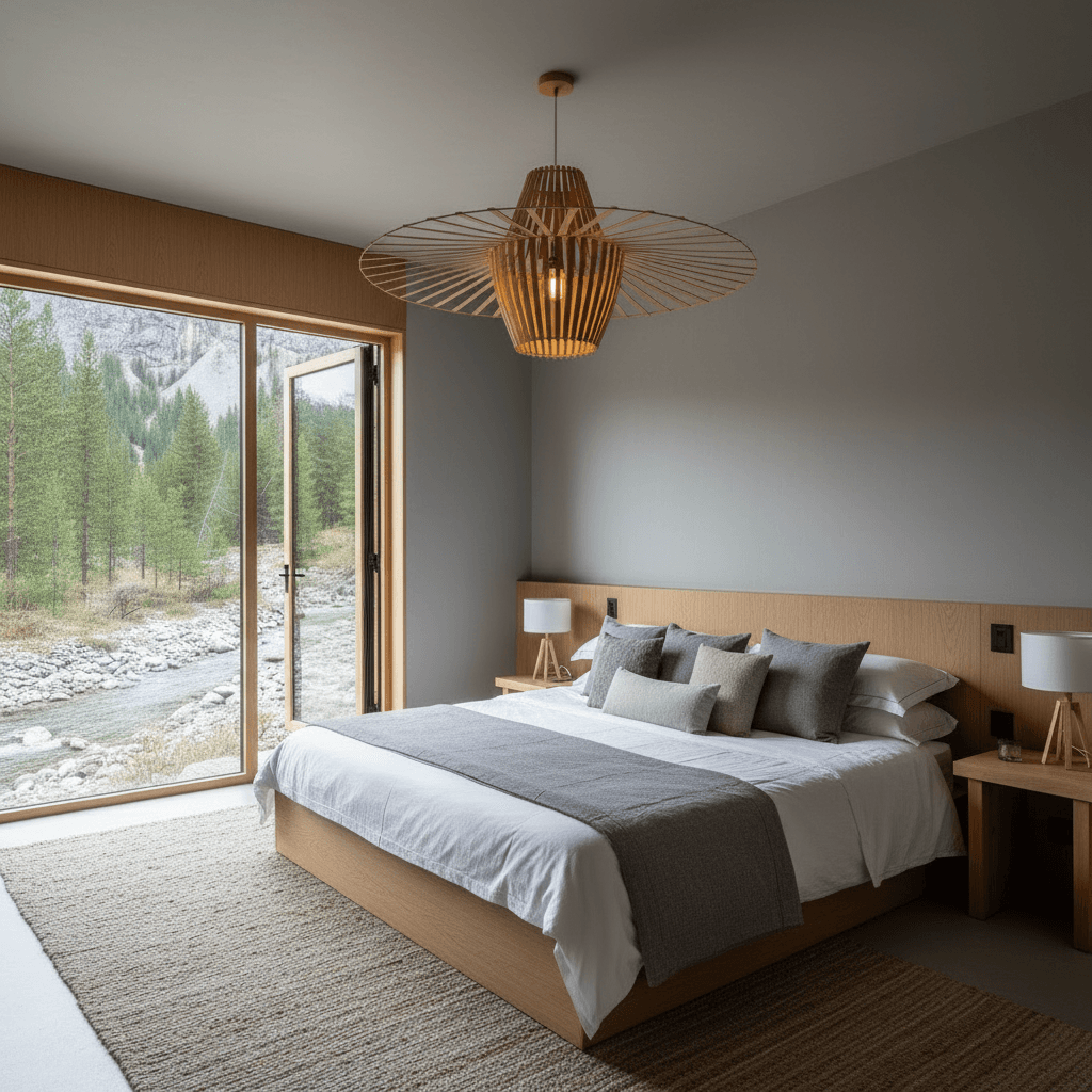 Modern mountain Tiny House - Front House Flat - Outdoor Dack Bigger - Show Other Side - Show Nice King - Interior view