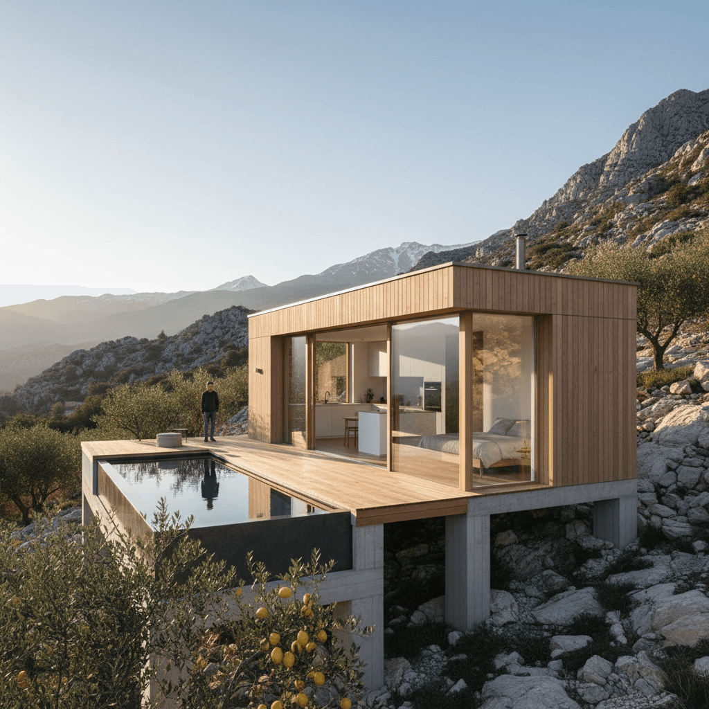 Minimalist mountain Tiny House - Exterior view