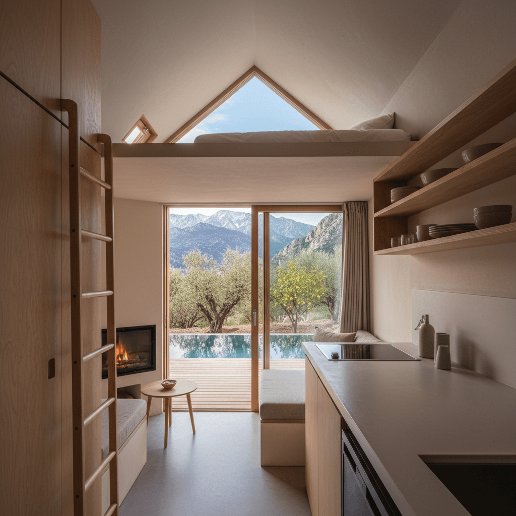 Minimalist mountain Tiny House - Interior view