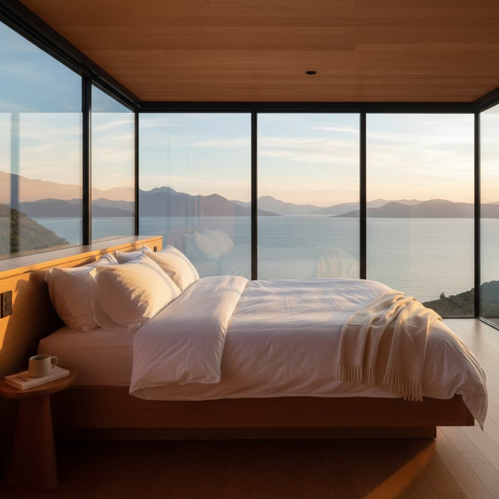 Modern lakeside Tiny House - Show Whole Loft - Just Show Kind - Show Whole King - Interior view