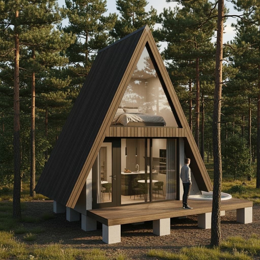 contemporary Forest Tiny House - Want House Triangle - Exterior view
