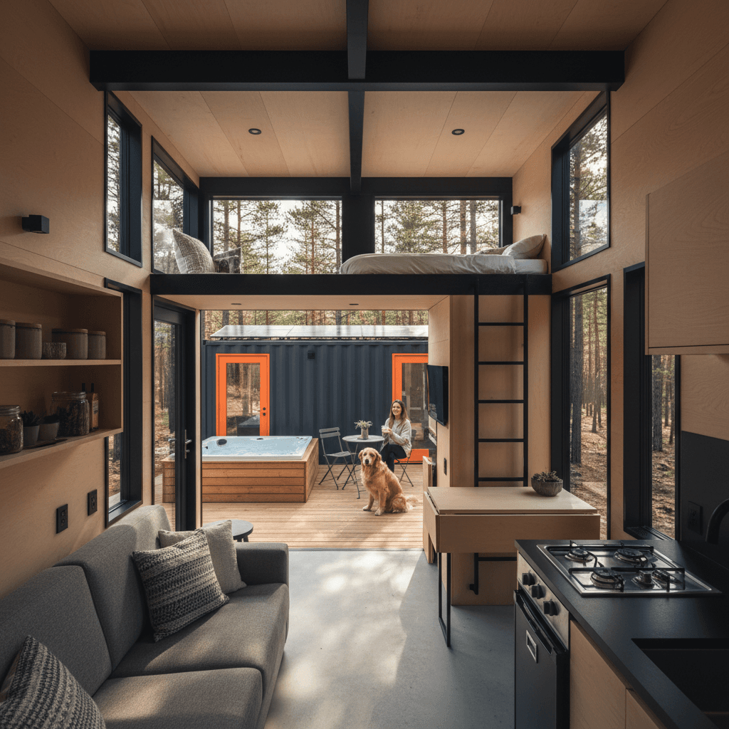 Modern Forest Tiny House - Interior view