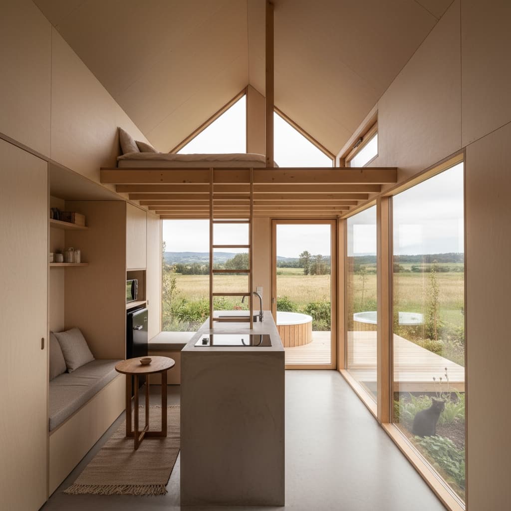 Minimalist rural Tiny House - Want Loft Have - Interior view