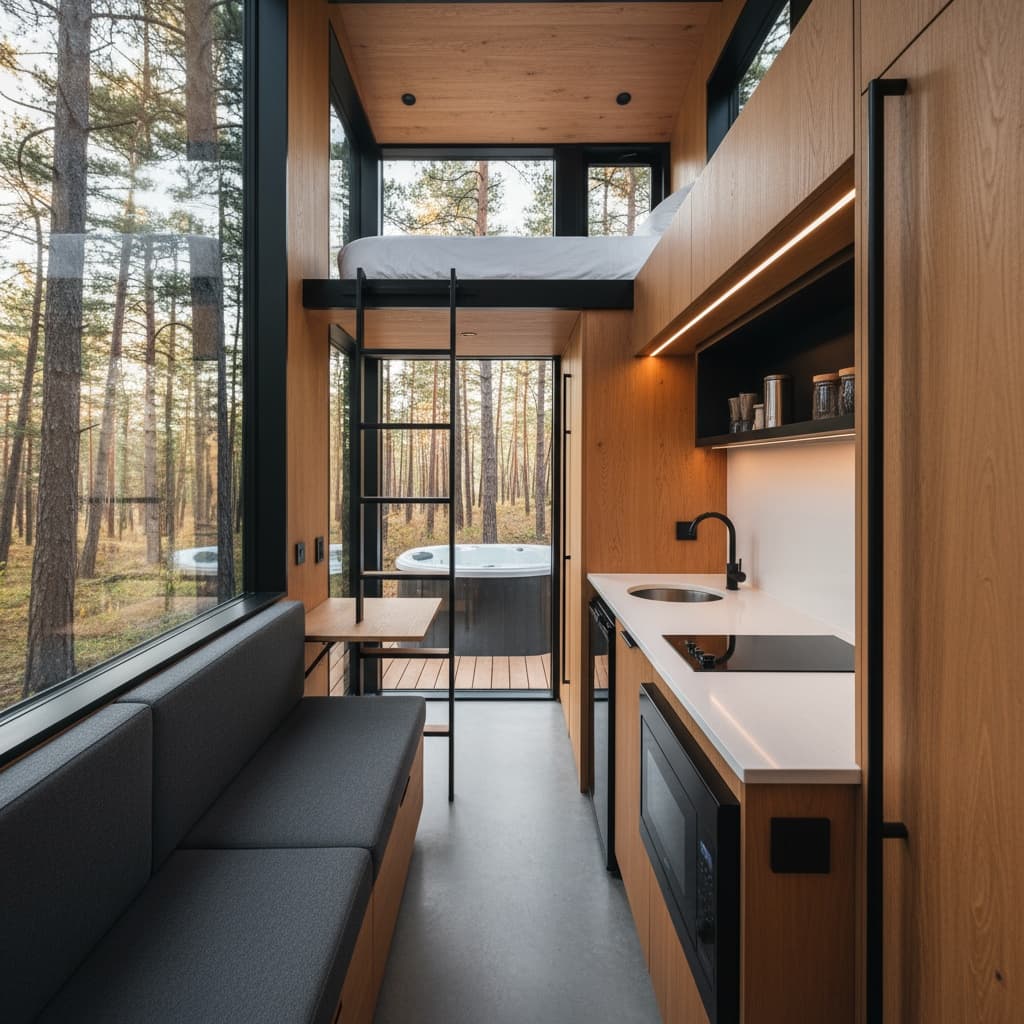 contemporary Forest Tiny House - Want House Triangle - Interior view