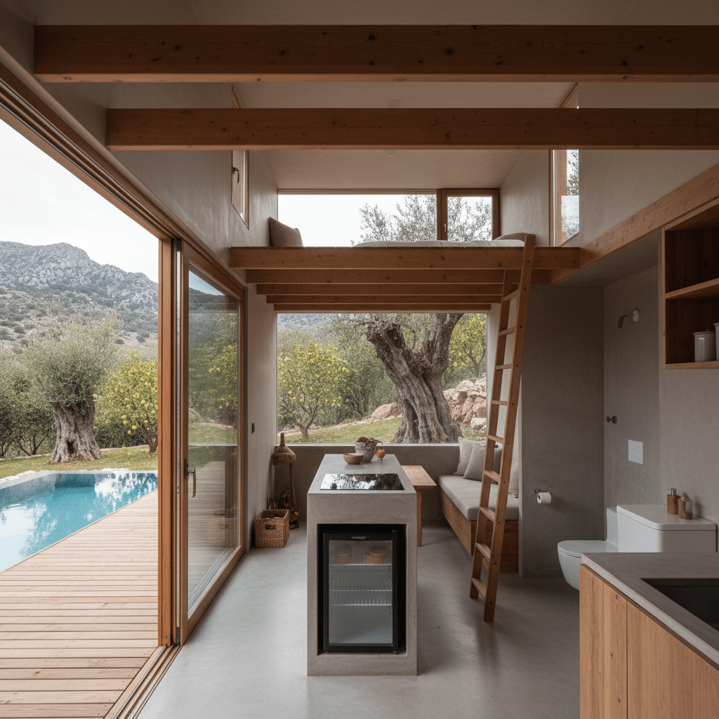 Minimalist mountain Tiny House - Interior view