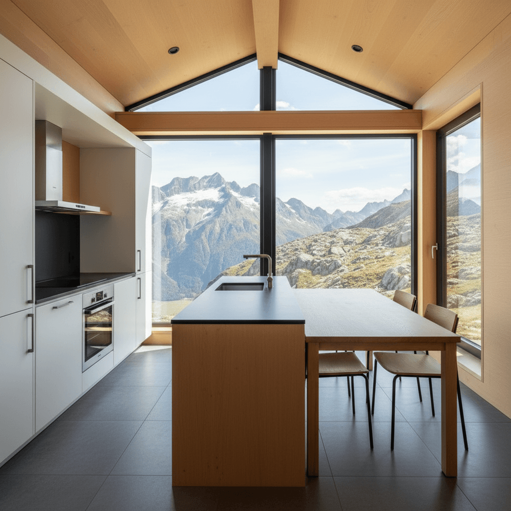 Modern mountain Tiny House - Show Whole Kind - Tiny House Flat - Show Nice Open - Interior view
