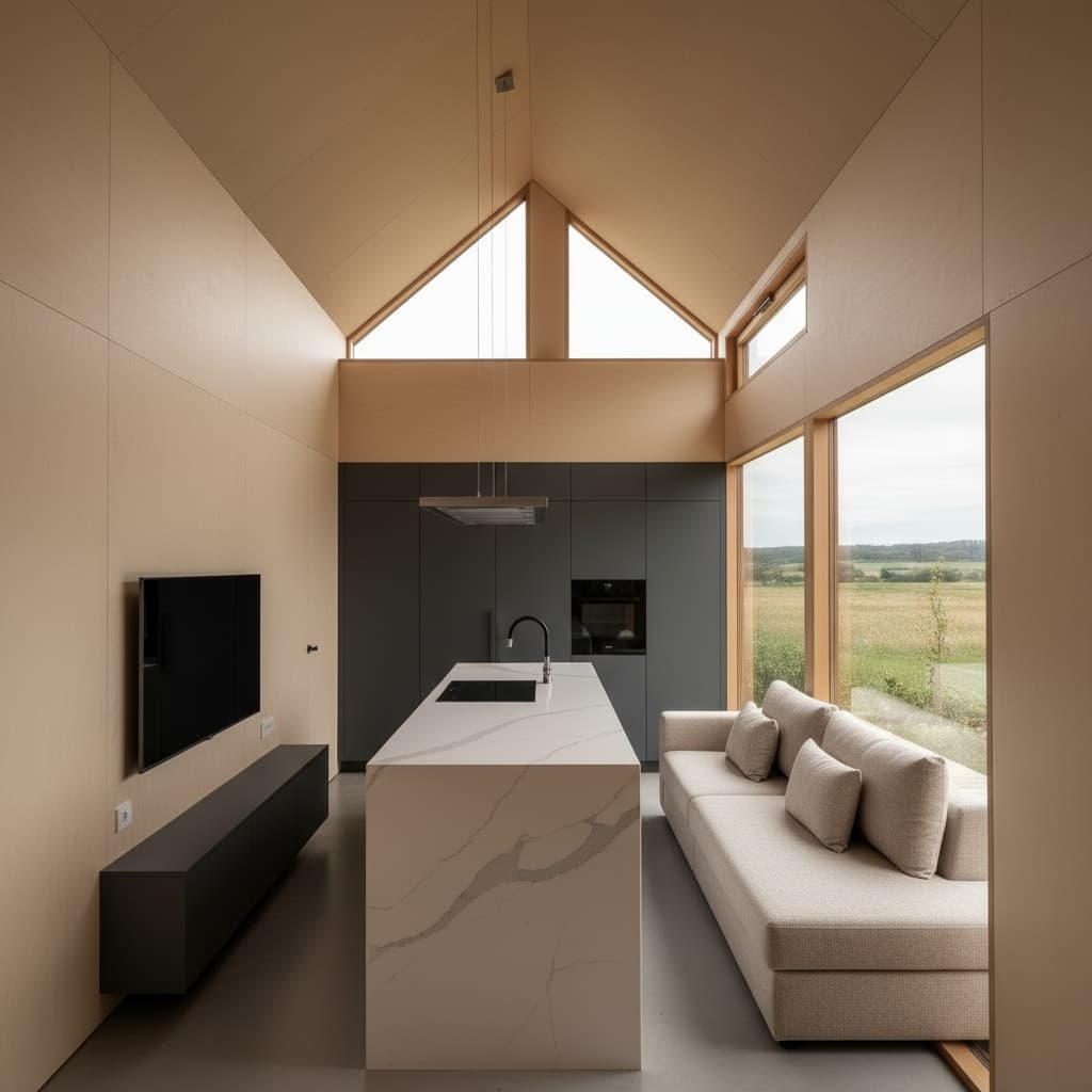 Minimalist rural Tiny House - Want Loft Have - Stairs From Room - Stairs From Outside - Interior view