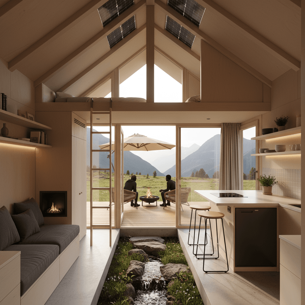 Modern mountain Tiny House - Interior view