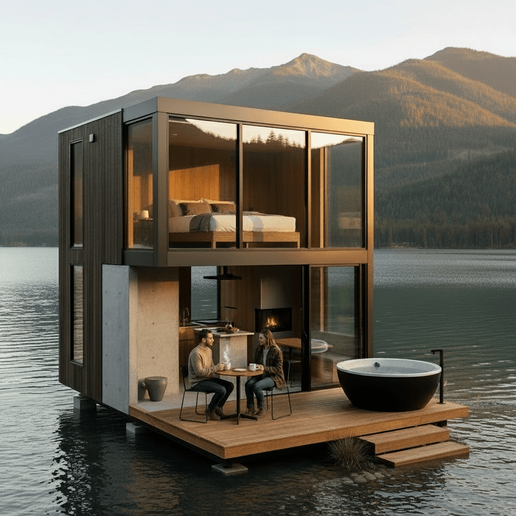 Modern lakeside Tiny House - Lake Side House - Lake Front House - Exterior view