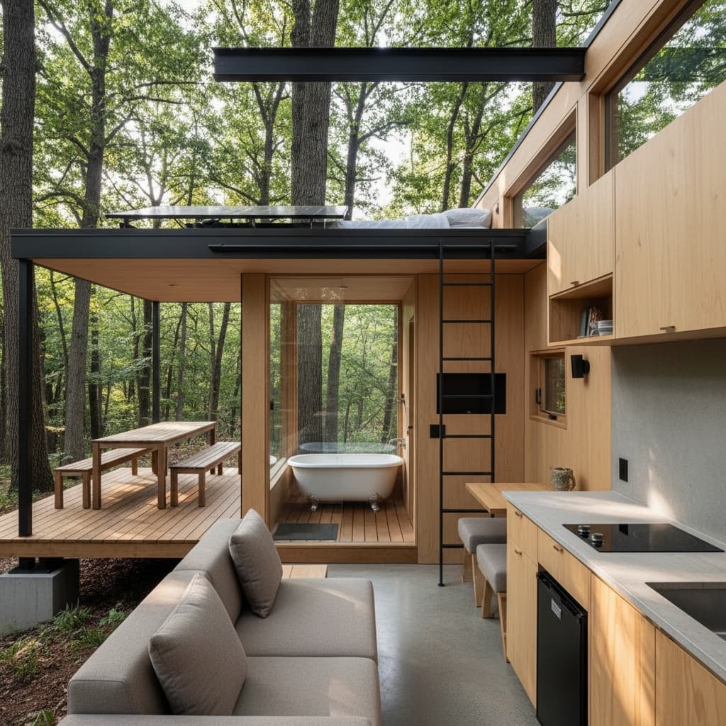 Modern Forest Tiny House - Interior view