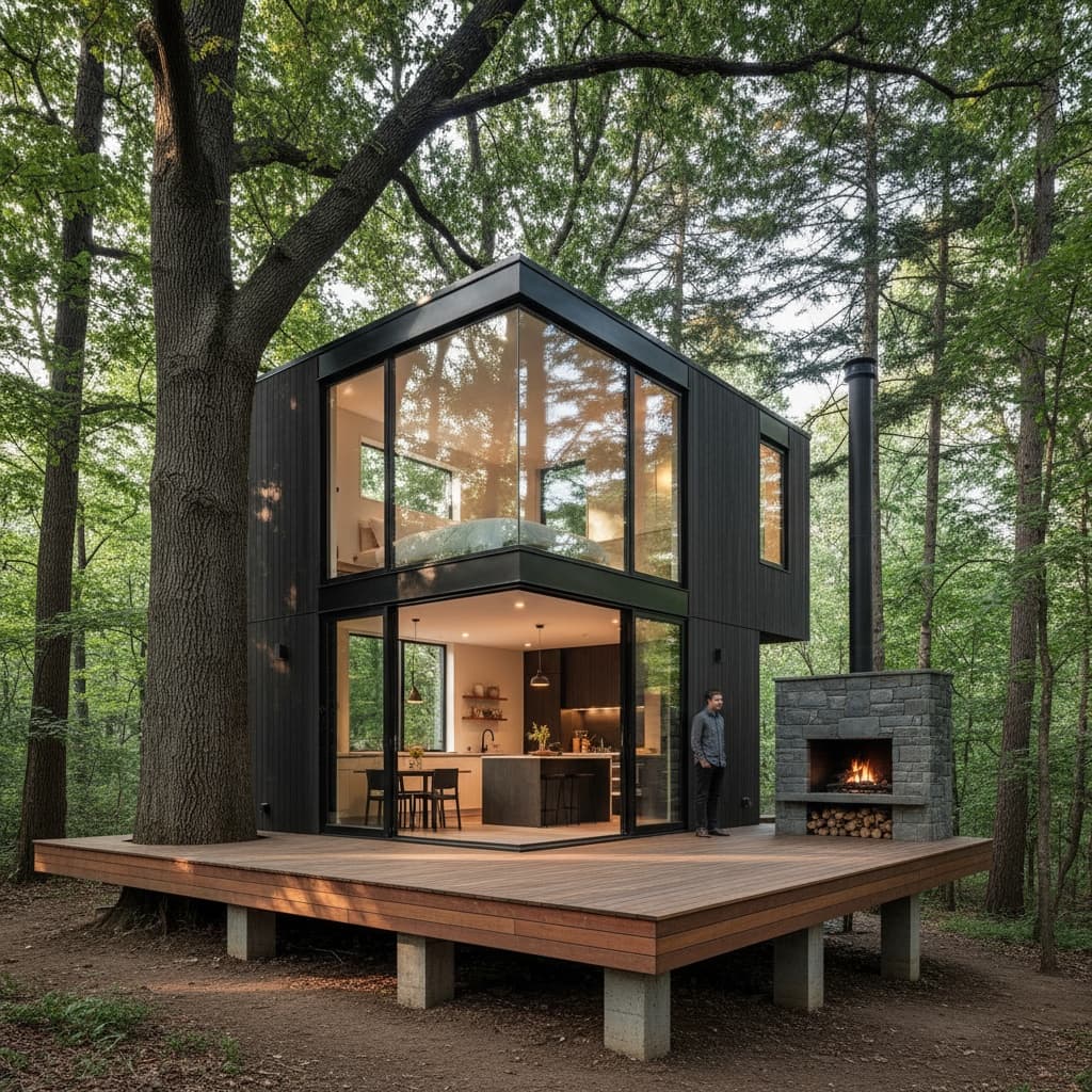 Modern Forest Tiny House - Show Fancy Open - Show Kind Loft - Exterior view