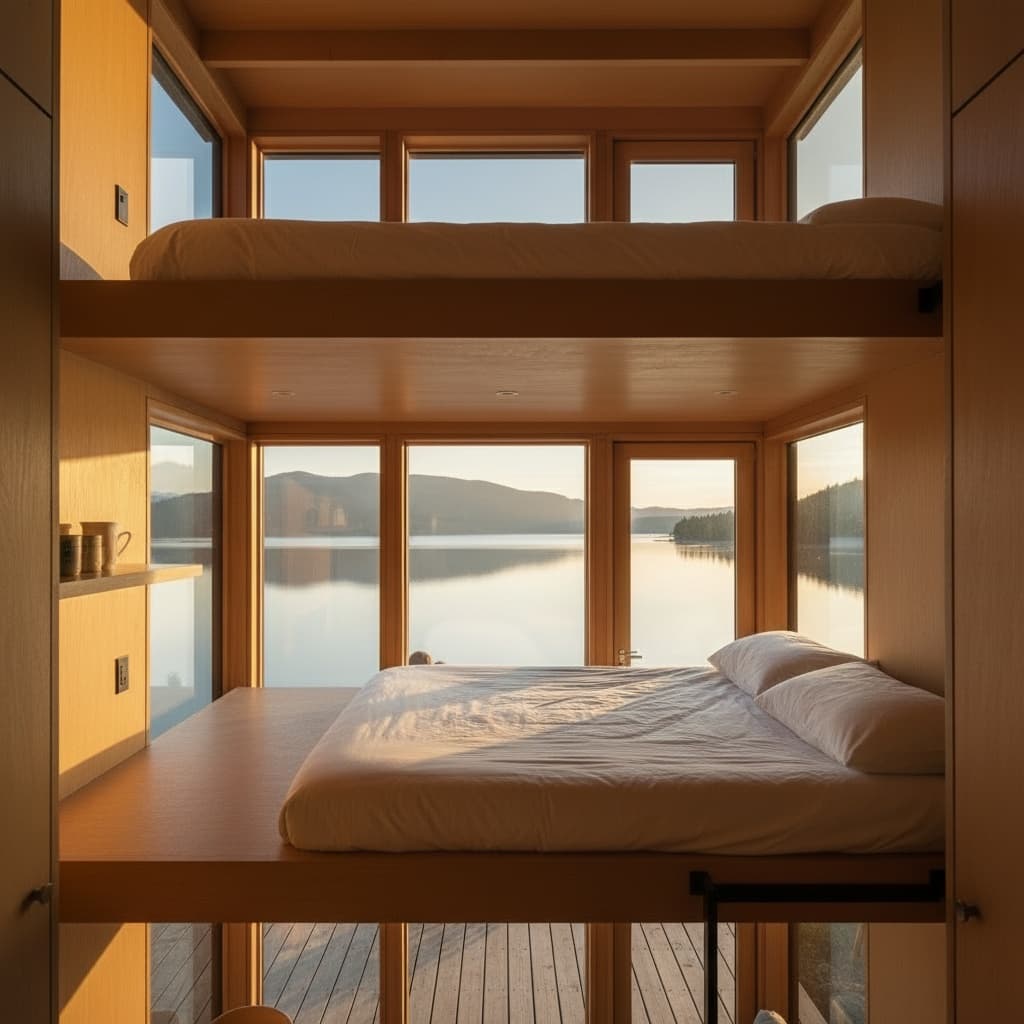 Modern lakeside Tiny House - Show Whole Loft - Just Show Kind - Interior view