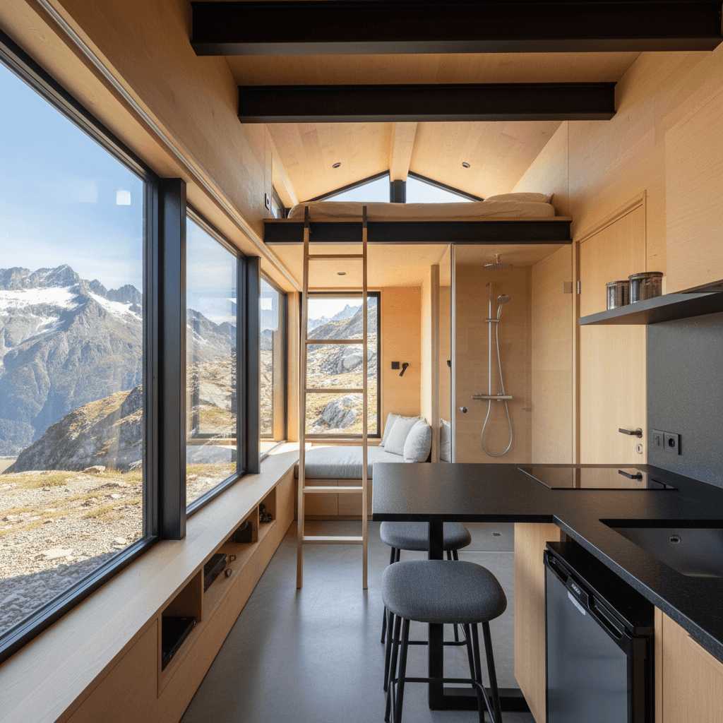 Modern mountain Tiny House - Interior view